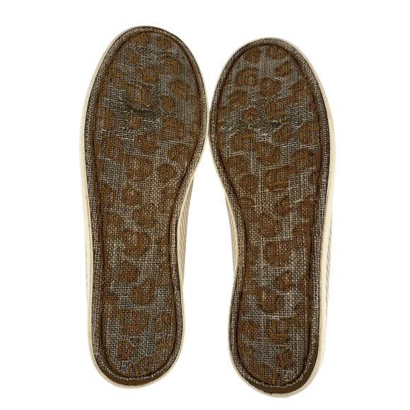 Reef Women's Slip On Shoes Salty Island 7 Tan/Cream Mini Stripes Flats Casual - Picture 4 of 10